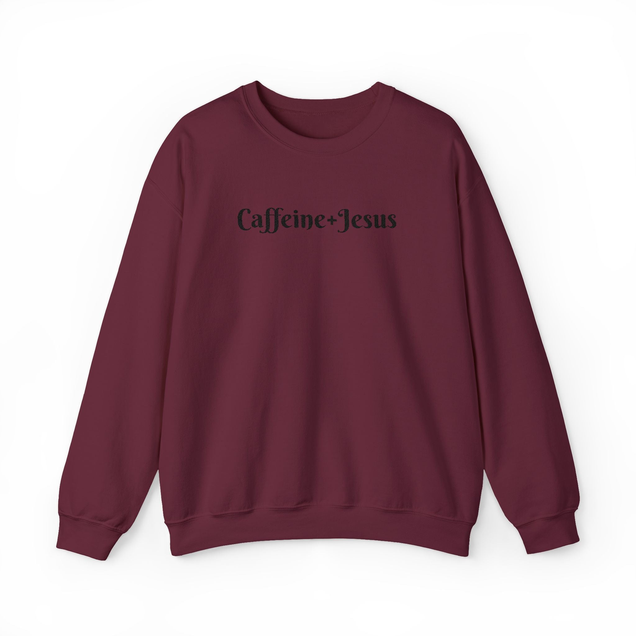 Embroidered “Caffeine + Jesus” Sweatshirt