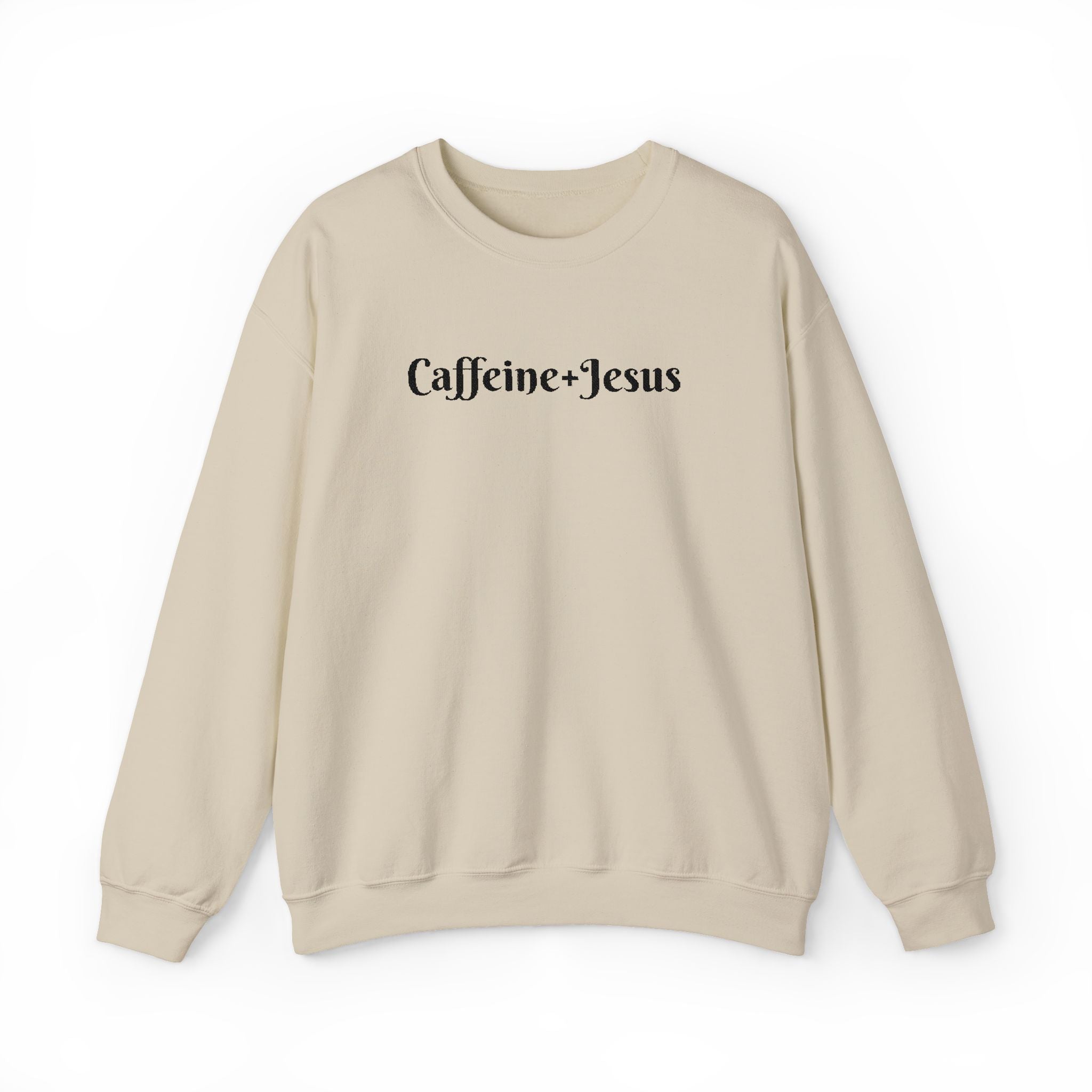 Embroidered “Caffeine + Jesus” Sweatshirt