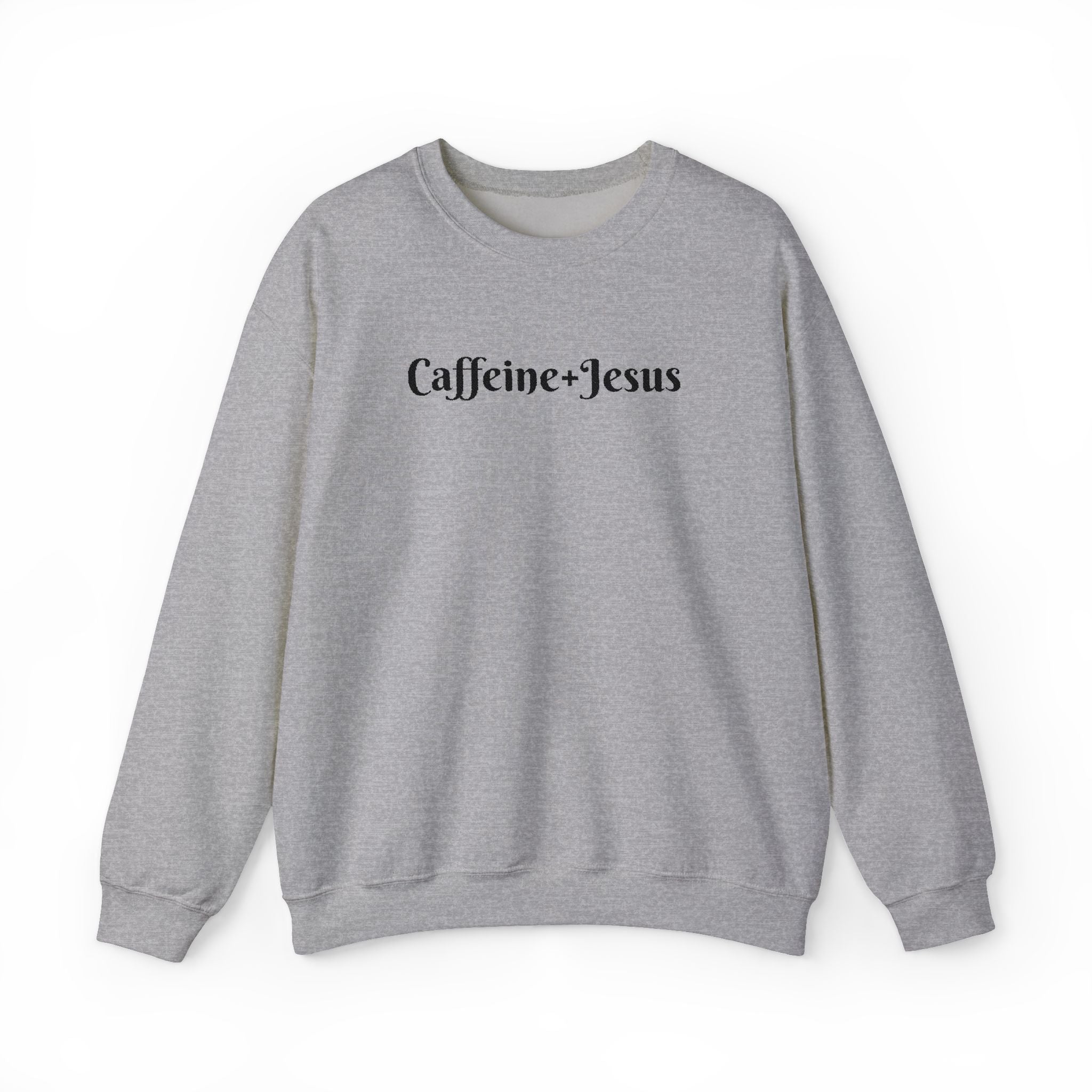 Embroidered “Caffeine + Jesus” Sweatshirt