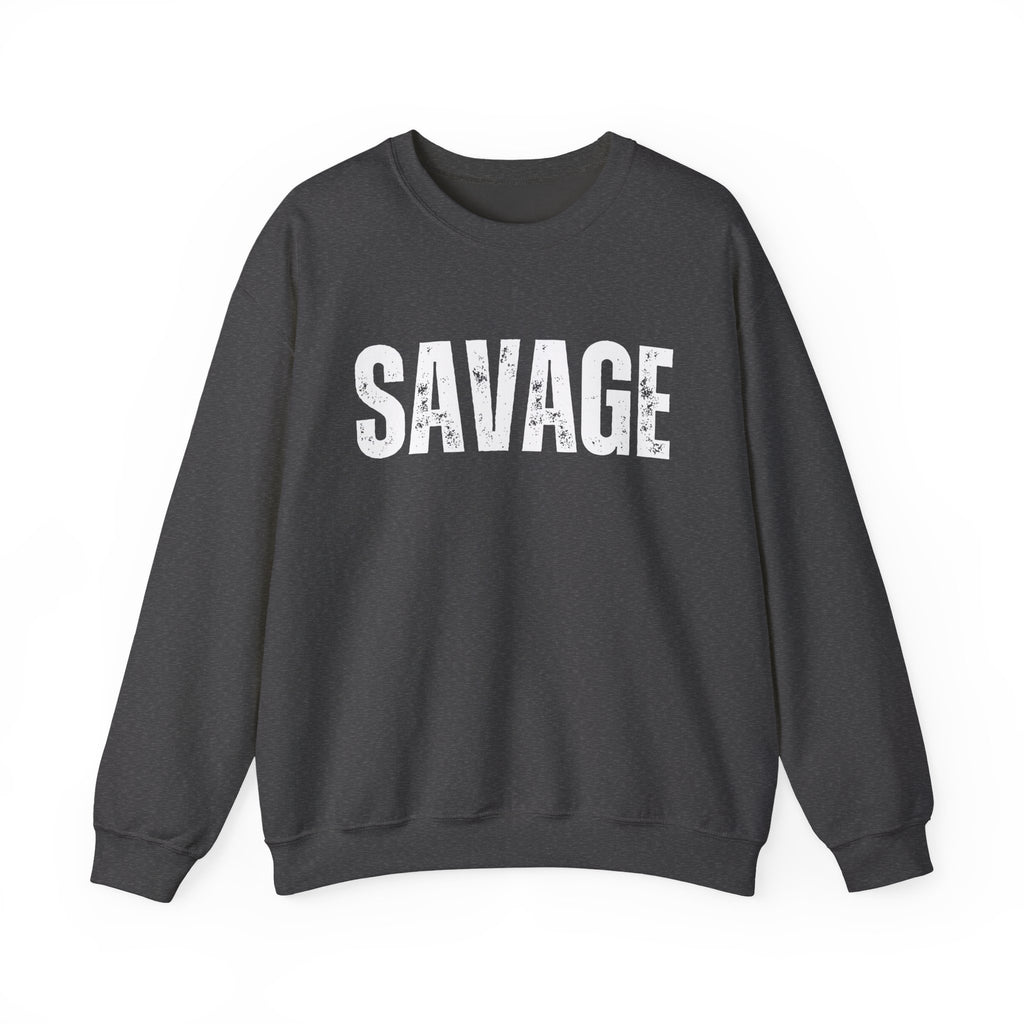 Savage Grunge Sweatshirt, Trendy Crewneck, Unisex Pullover, Cool Streetwear, Edgy Long Sleeve Top