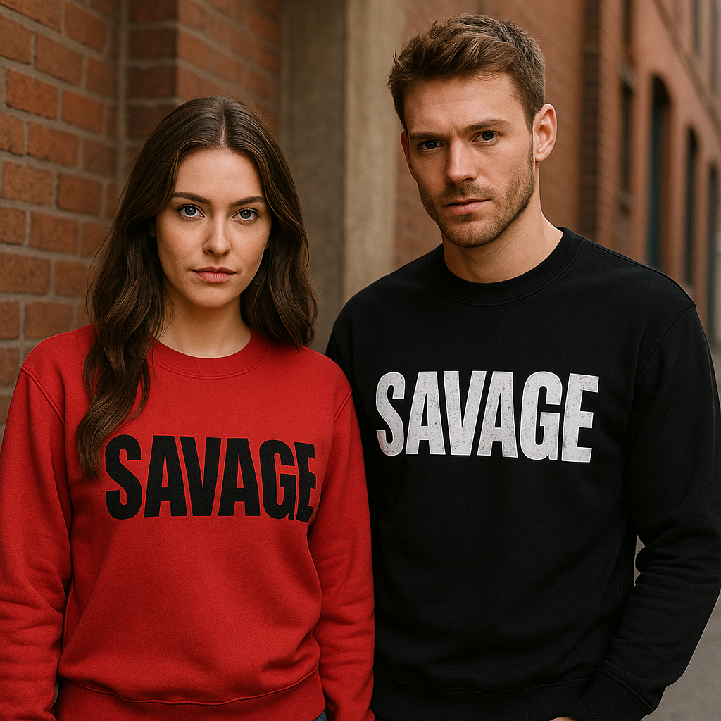 Savage Grunge Sweatshirt, Trendy Crewneck, Unisex Pullover, Cool Streetwear, Edgy Long Sleeve Top