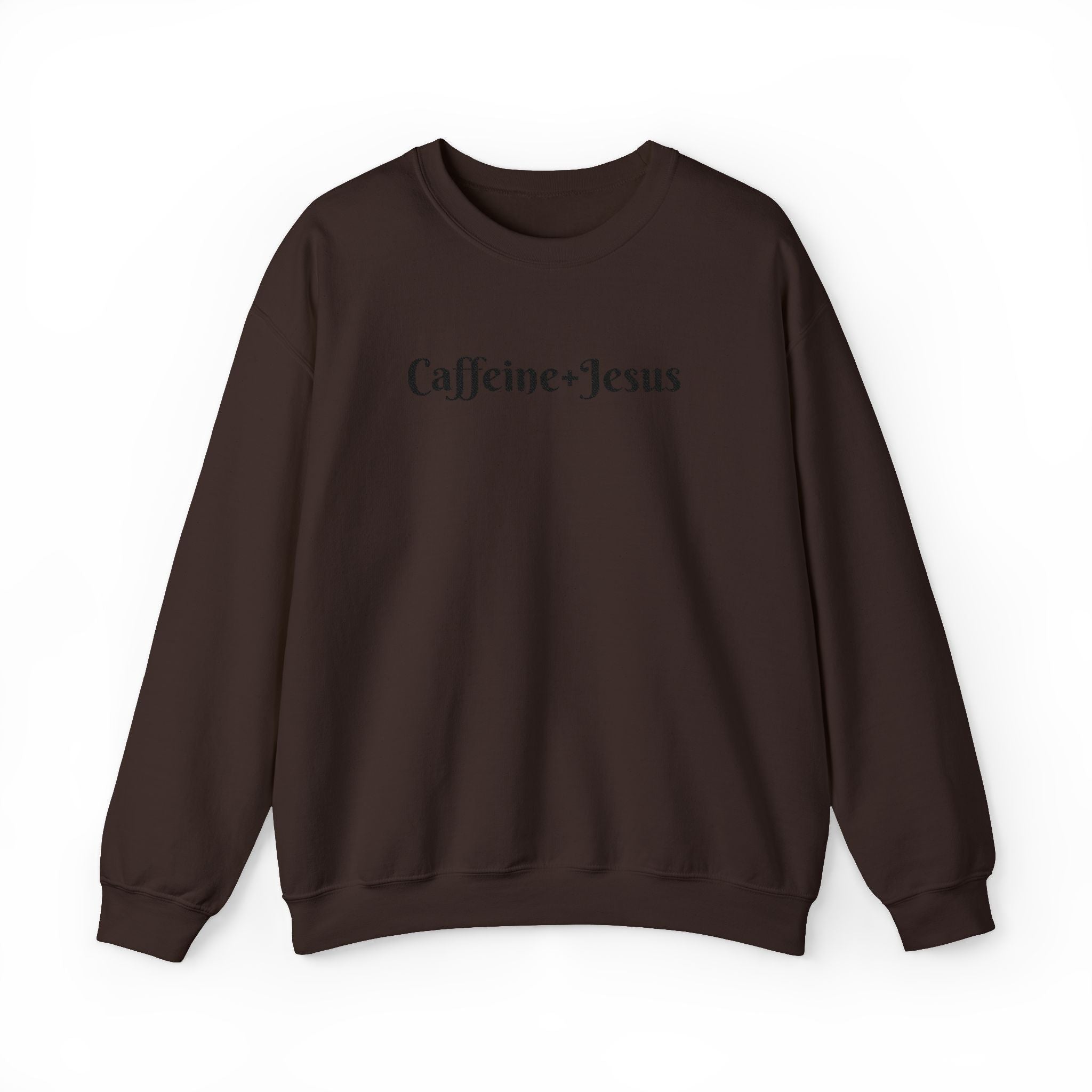 Embroidered “Caffeine + Jesus” Sweatshirt