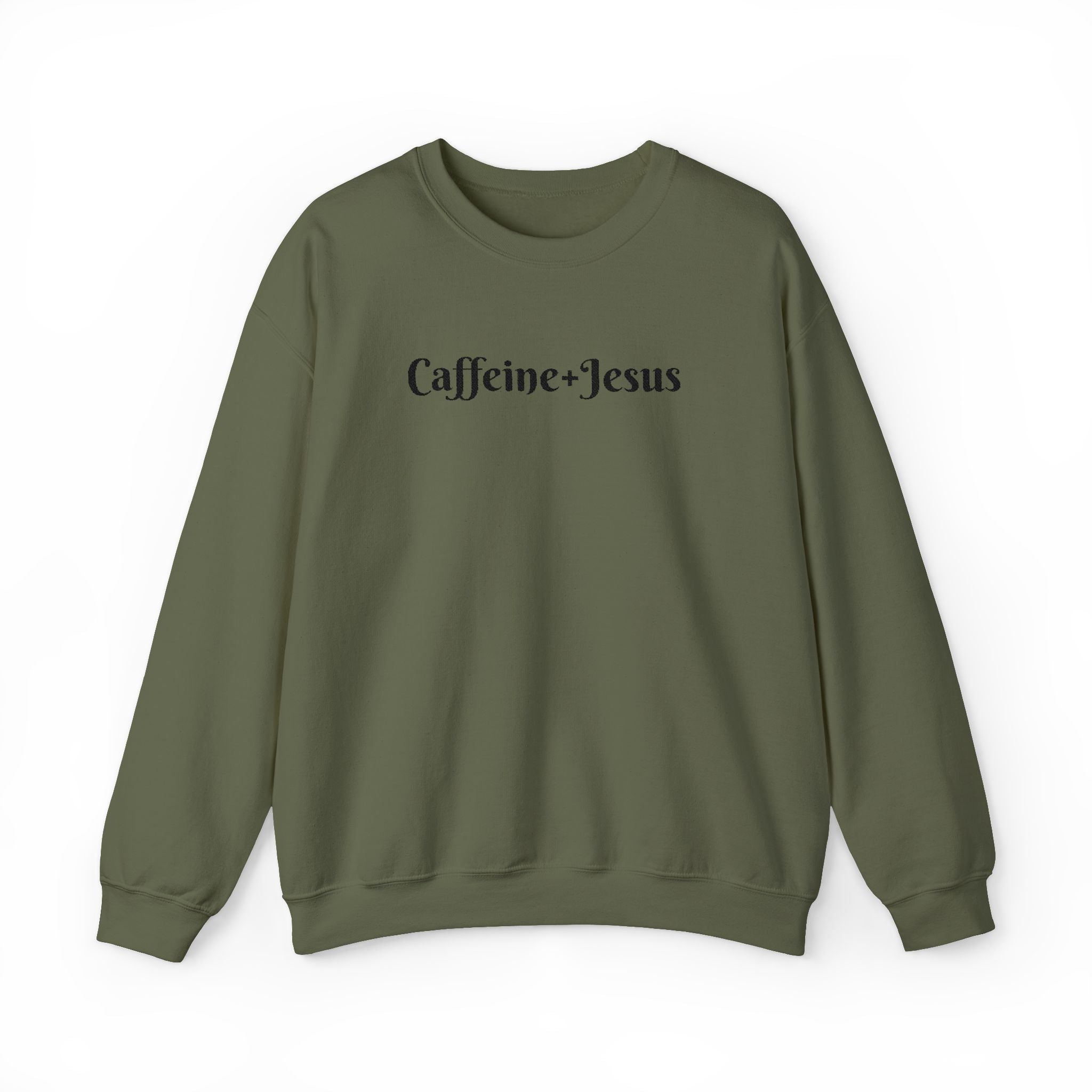 Embroidered “Caffeine + Jesus” Sweatshirt